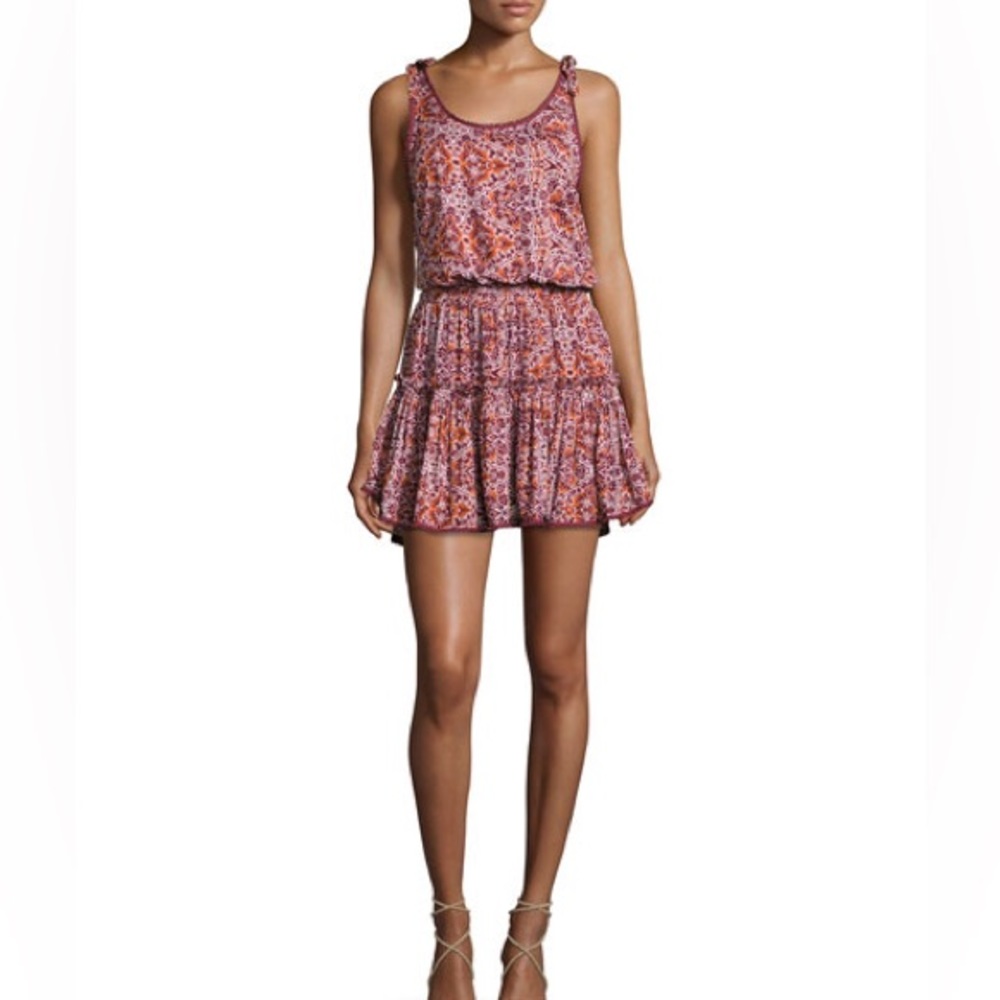 Misa Los Angeles Pink Calista Mini Ruffle Dress